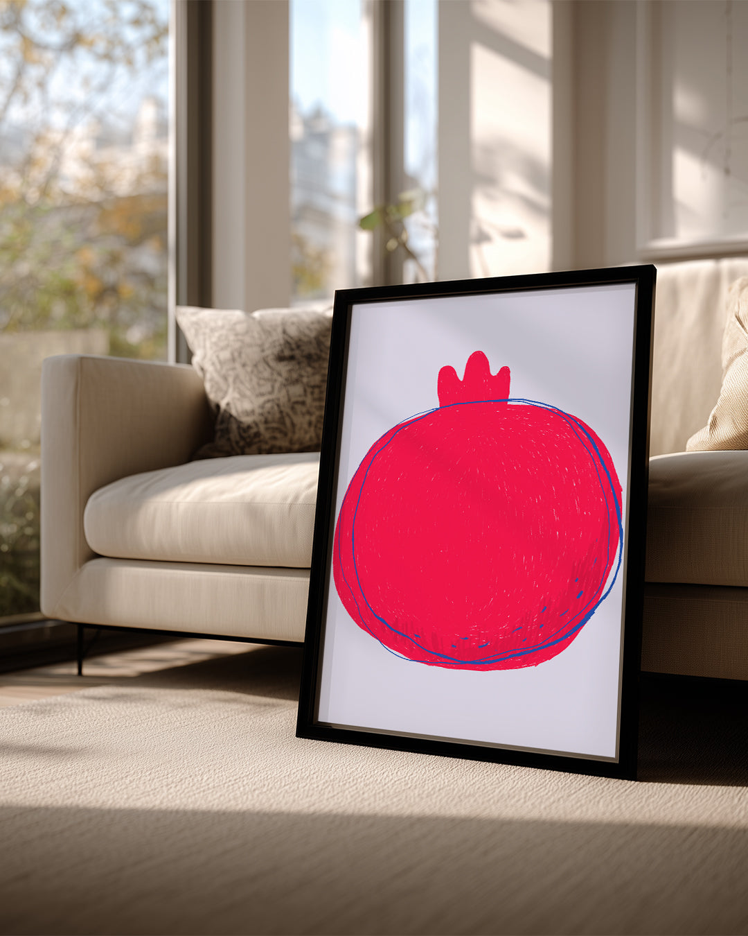 Nar Çizimi - Kırmızı Minimalist Tasarım Poster Tablosu