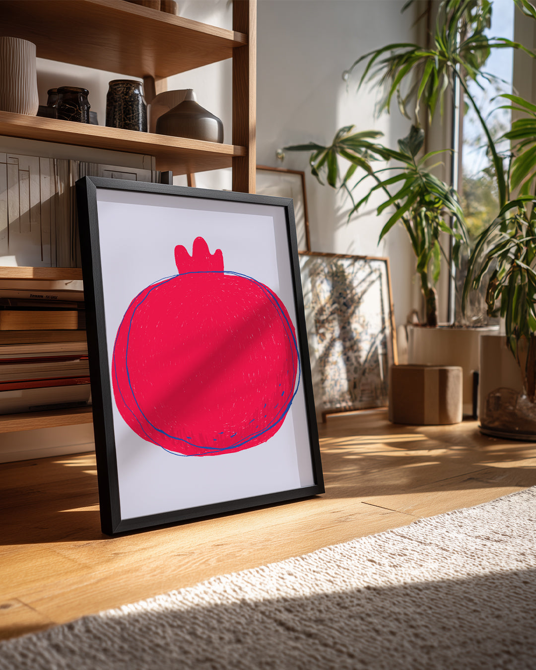 Nar Çizimi - Kırmızı Minimalist Tasarım Poster Tablosu