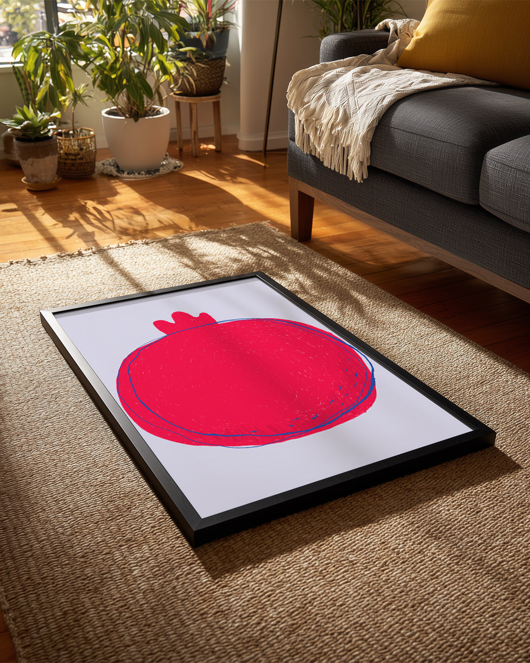 Nar Çizimi - Kırmızı Minimalist Tasarım Poster Tablosu
