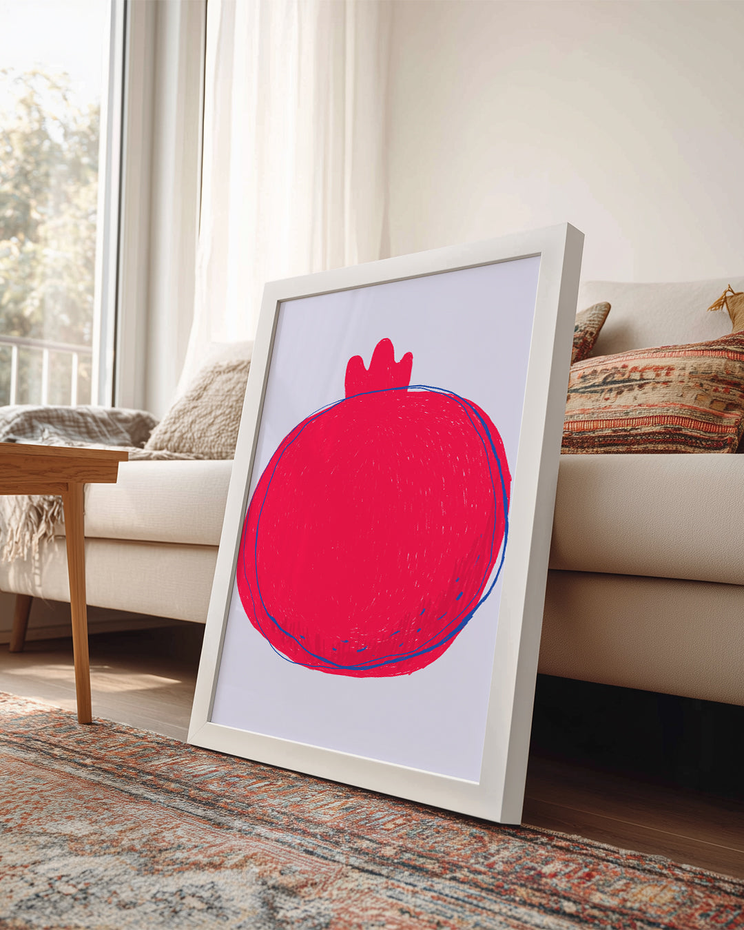 Nar Çizimi - Kırmızı Minimalist Tasarım Poster Tablosu