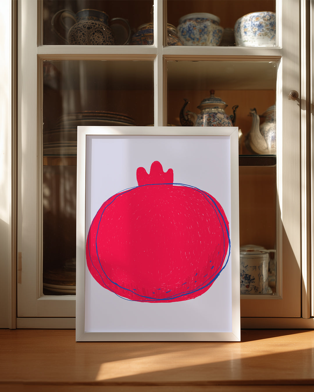 Nar Çizimi - Kırmızı Minimalist Tasarım Poster Tablosu