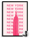 New York - Pembe Minimalist Tasarım Poster Tablosu
