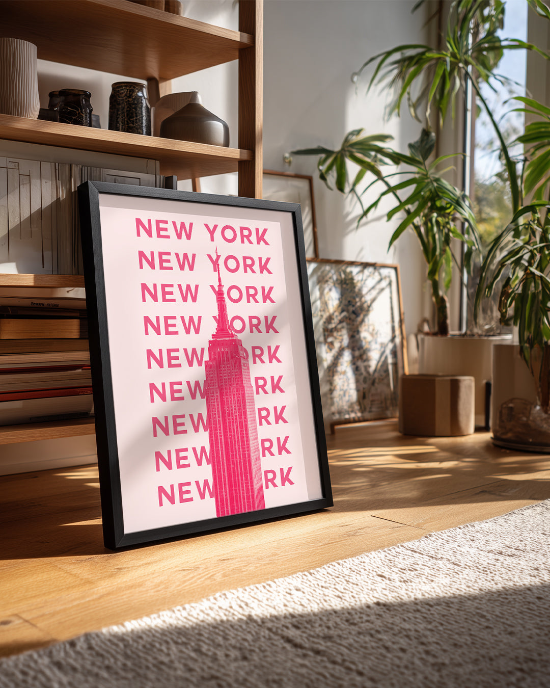 New York - Pembe Minimalist Tasarım Poster Tablosu
