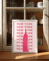 New York - Pembe Minimalist Tasarım Poster Tablosu