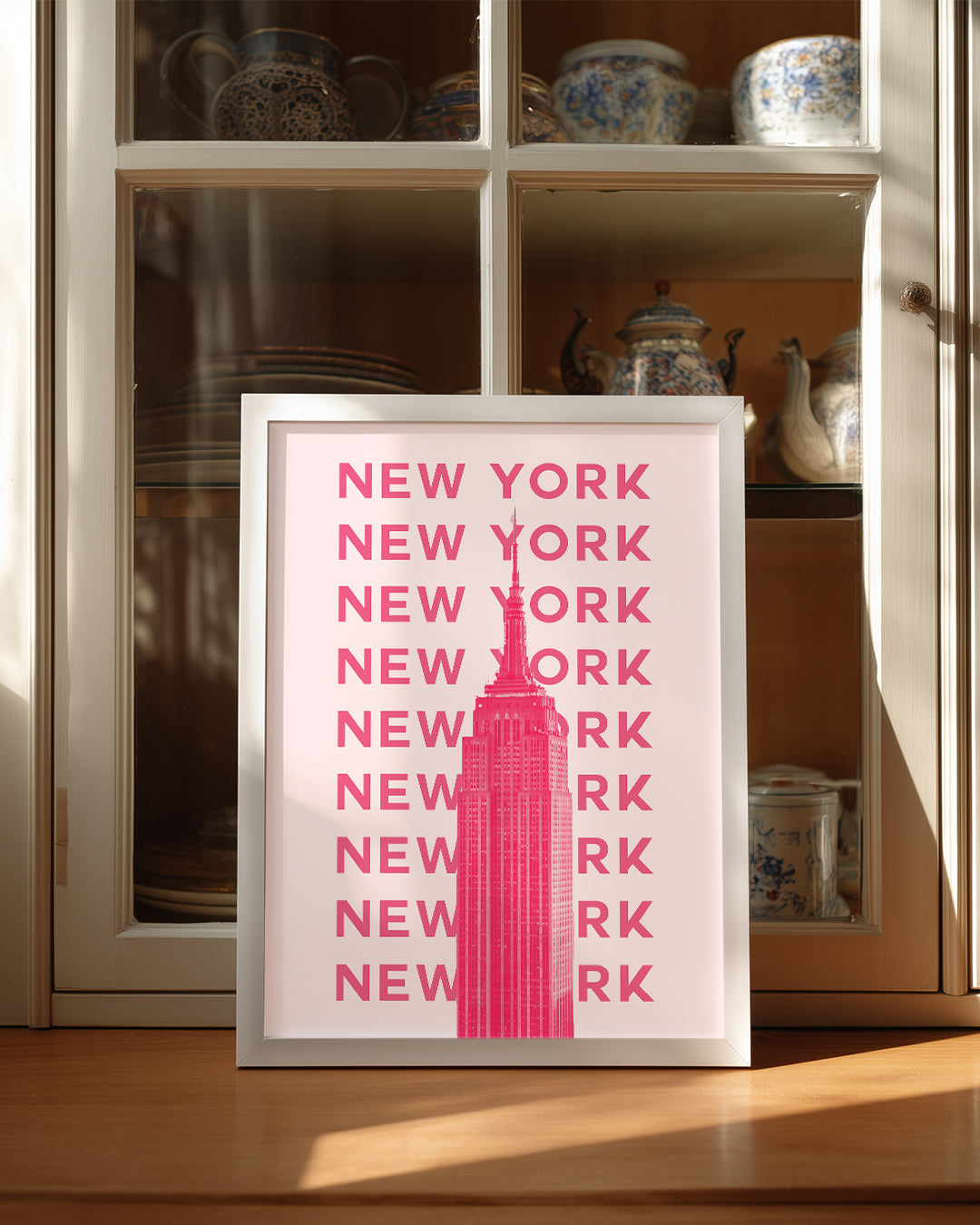 New York - Pembe Minimalist Tasarım Poster Tablosu