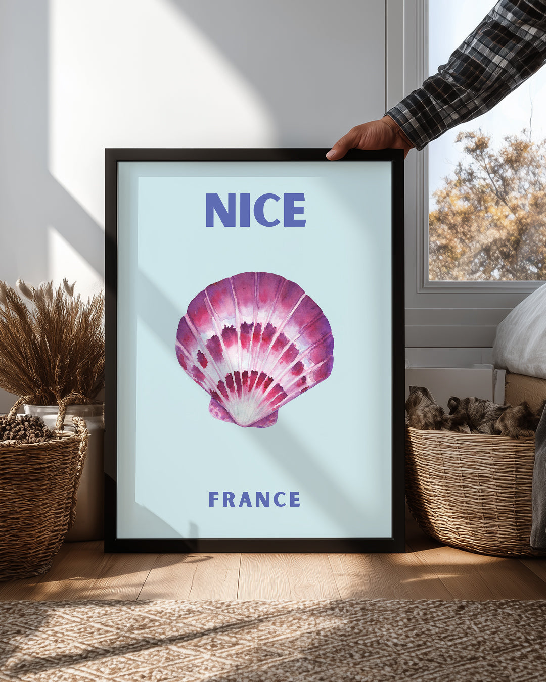 Nice Deniz Kabuğu - Mor Suluboya Tasarım Poster Tablosu