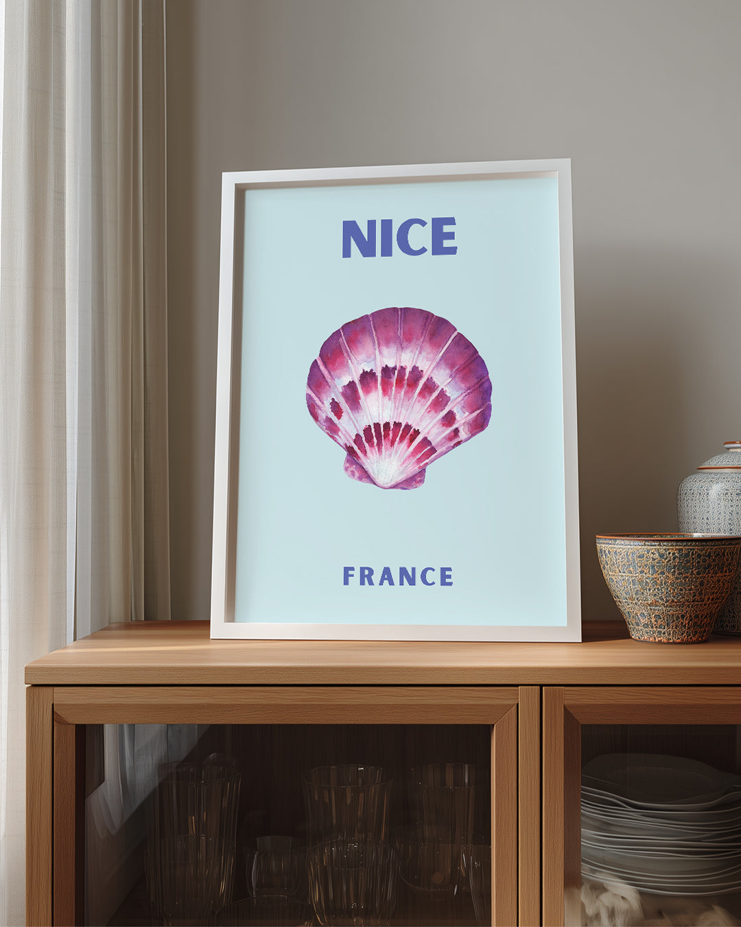 Nice Deniz Kabuğu - Mor Suluboya Tasarım Poster Tablosu