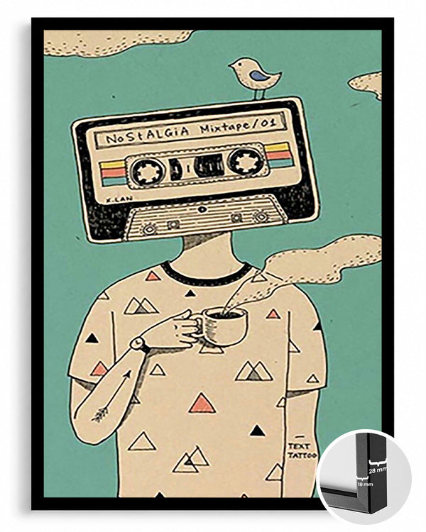 Nostaljik Kafa - Kaset Kafalı Adam Poster Tablosu