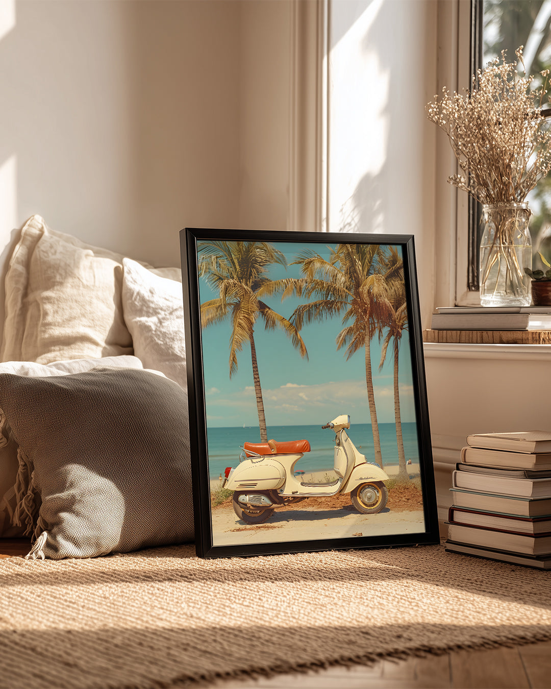 Nostaljik Motor Sahil Poster Tablosu