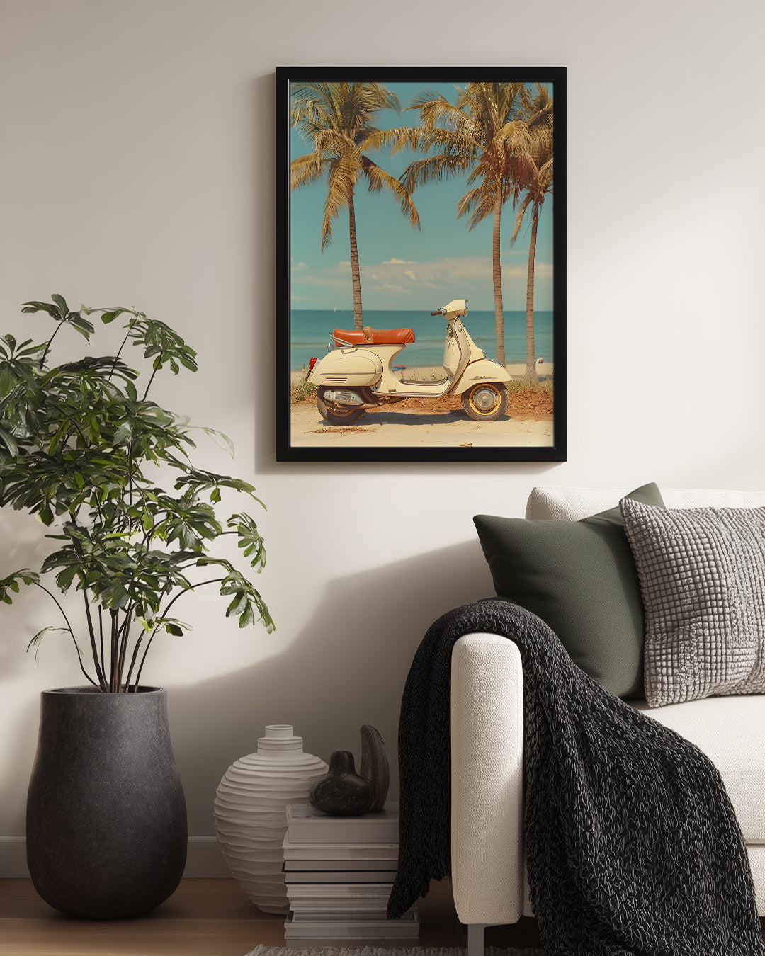 Nostaljik Motor Sahil Poster Tablosu