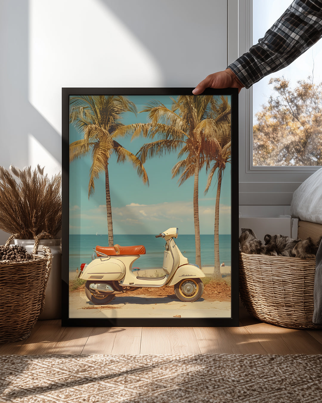 Nostaljik Motor Sahil Poster Tablosu