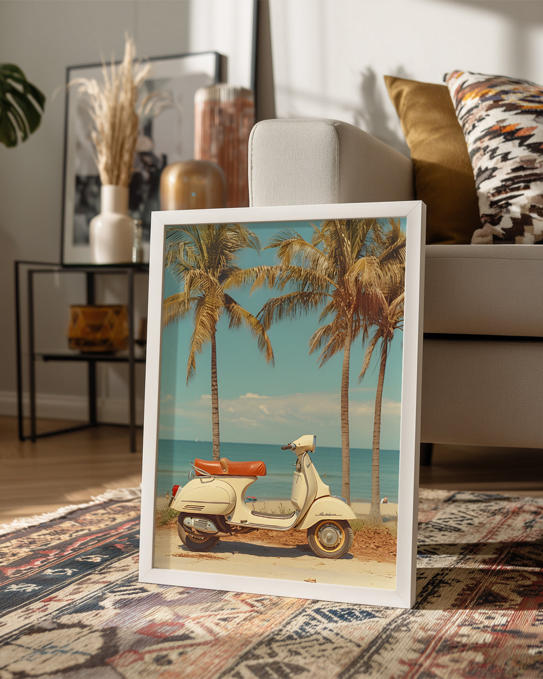 Nostaljik Motor Sahil Poster Tablosu