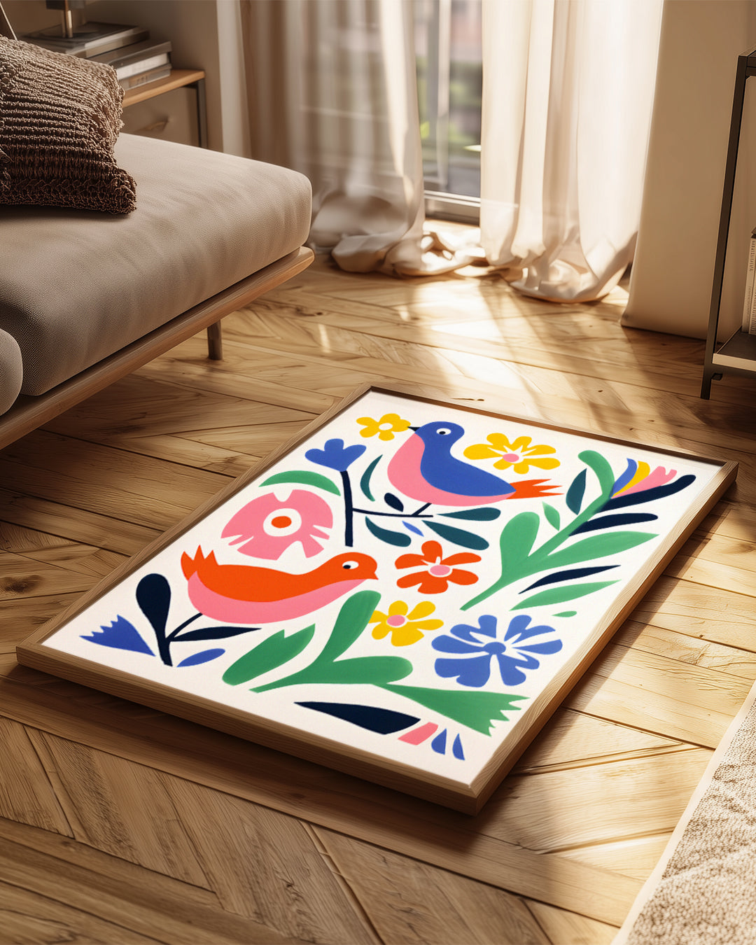 Oiseau Fleur Poster Tablosu