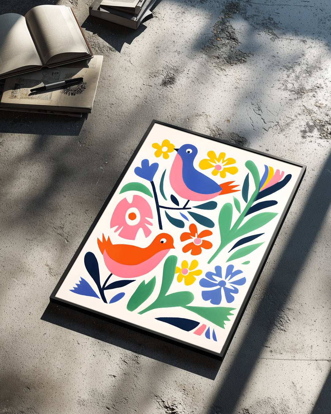 Oiseau Fleur Poster Tablosu