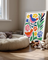 Oiseau Fleur Poster Tablosu