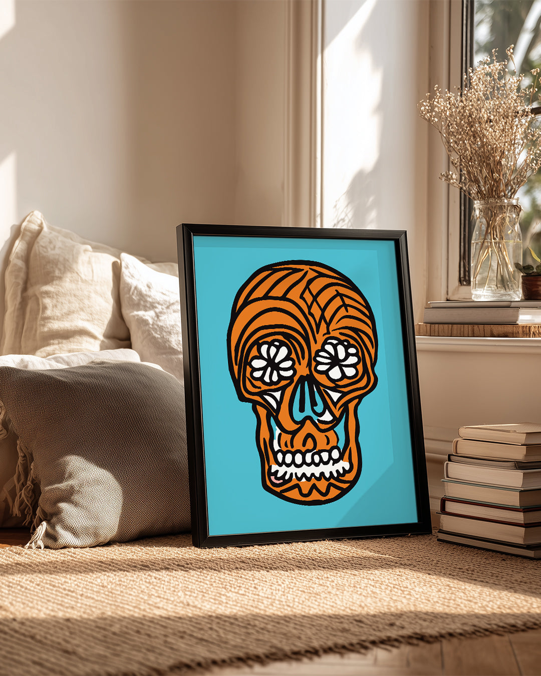 Orange Skull Poster Tablosu
