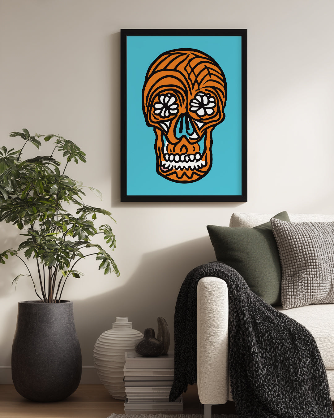 Orange Skull Poster Tablosu