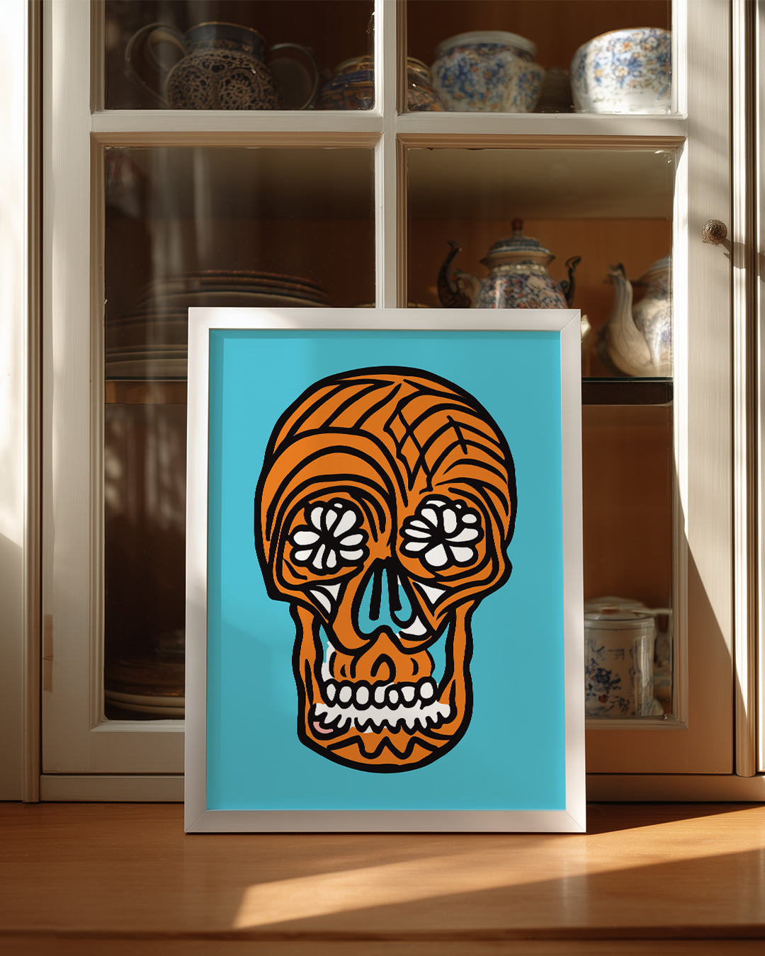 Orange Skull Poster Tablosu