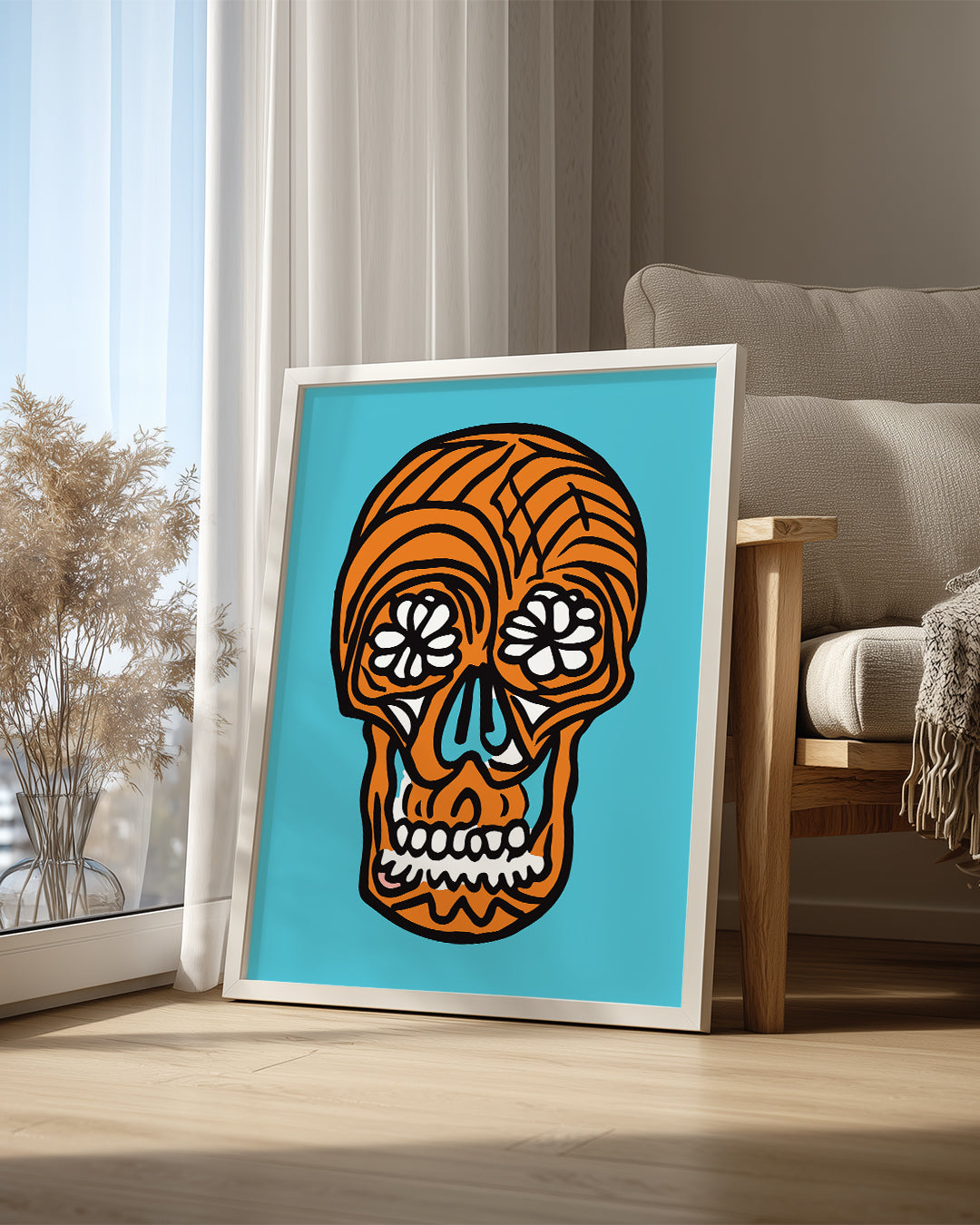 Orange Skull Poster Tablosu