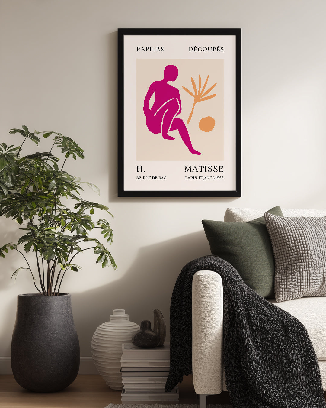 Oturan Figür ve Yaprak - Henri Matisse - 1955 Poster Tablosu