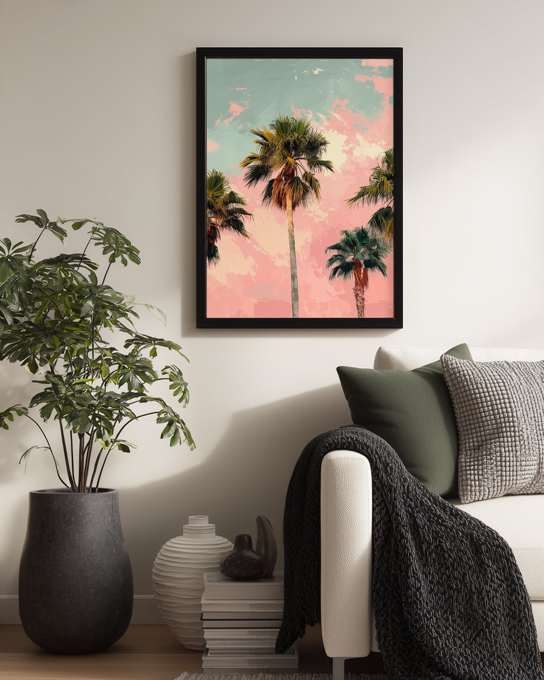 Palmiye Rüyası - Pastel Arka Plan Poster Tablosu