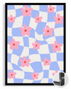 Pembe Cicekler - Dalgalı Kareler Poster Tablosu