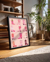 Pembe Kovboy - Çiçekli Çizme Deseni Poster Tablosu