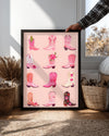 Pembe Kovboy - Çiçekli Çizme Deseni Poster Tablosu