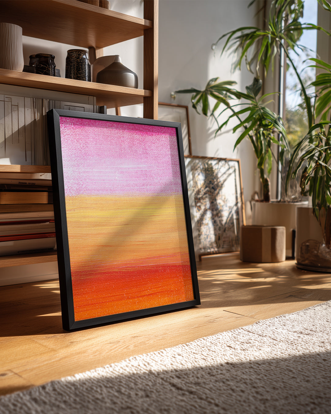 Pembe Turuncu - Soyut Renk Katmanları Poster Tablosu