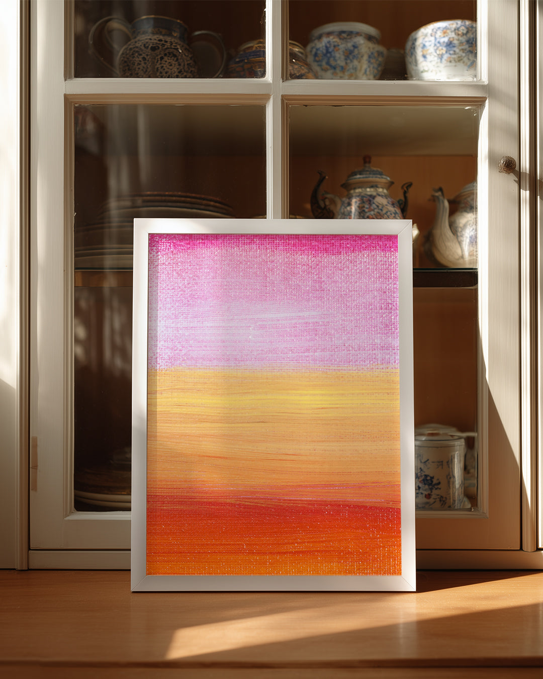 Pembe Turuncu - Soyut Renk Katmanları Poster Tablosu