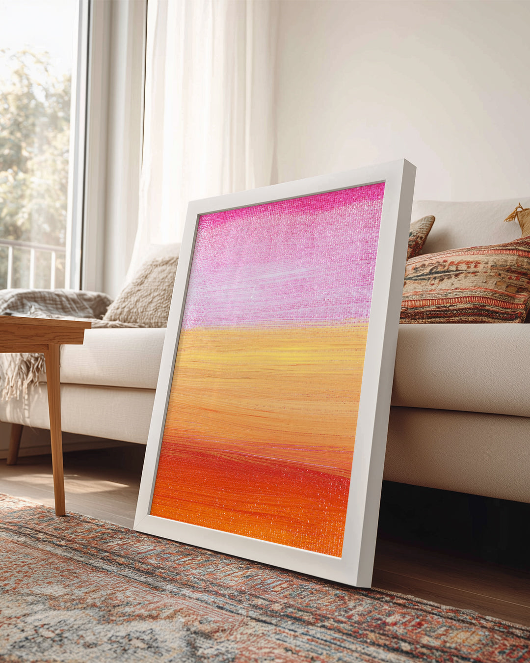 Pembe Turuncu - Soyut Renk Katmanları Poster Tablosu