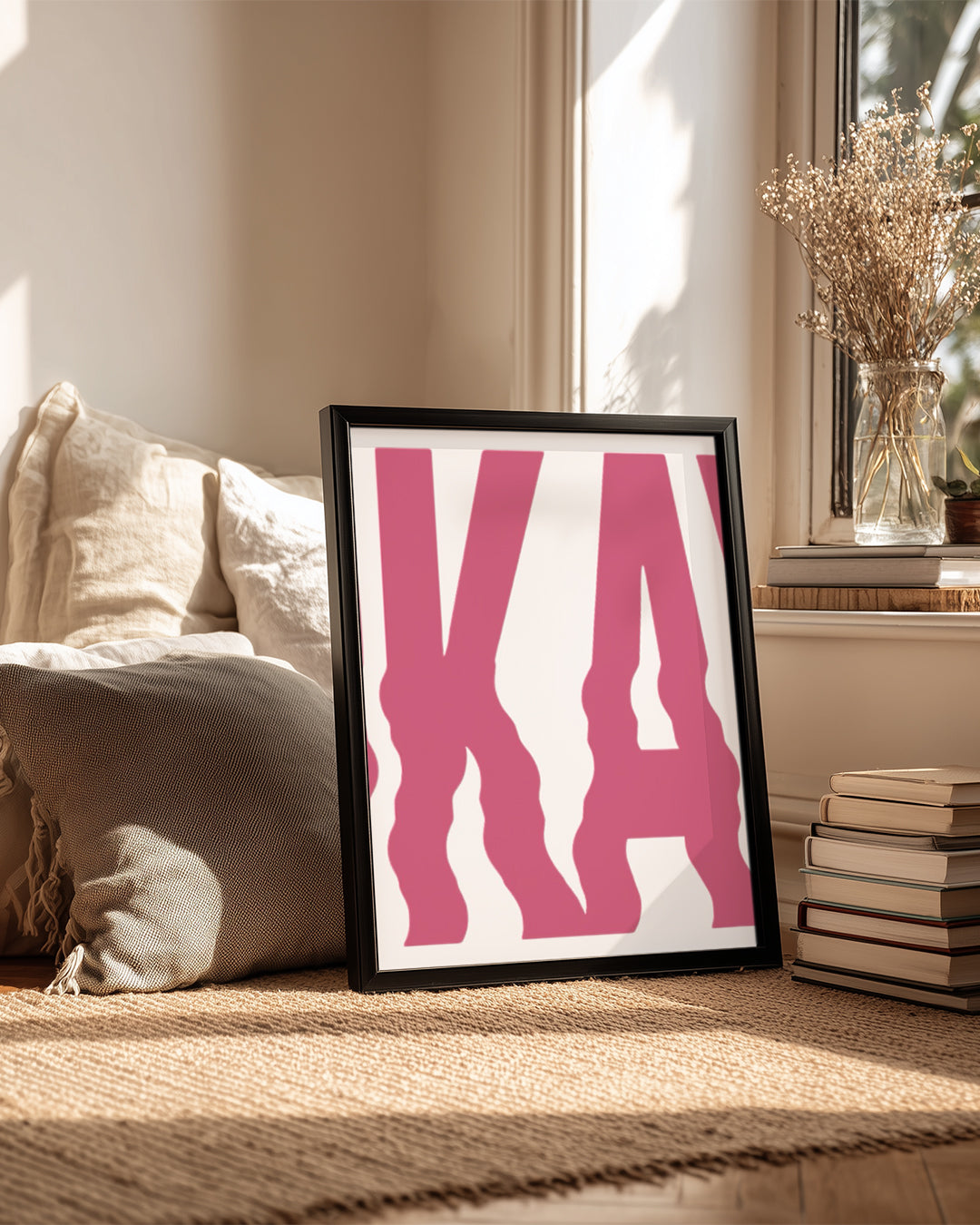 Pembe Yazı Tasarımı - Eğlenceli Harf Düzeni Poster Tablosu