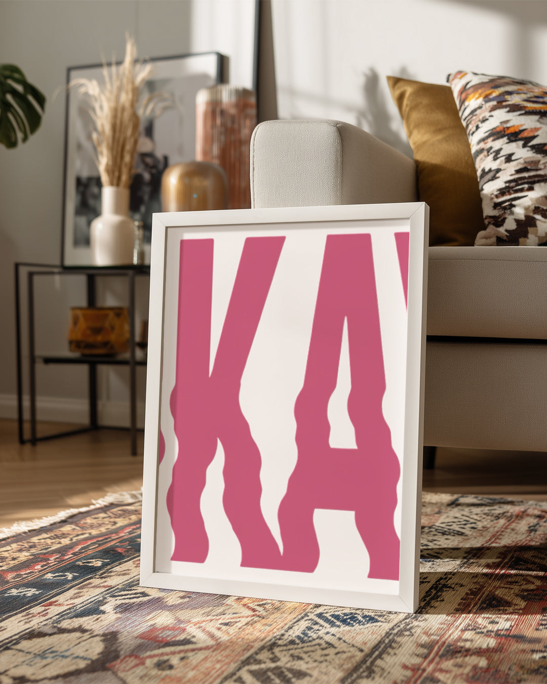 Pembe Yazı Tasarımı - Eğlenceli Harf Düzeni Poster Tablosu