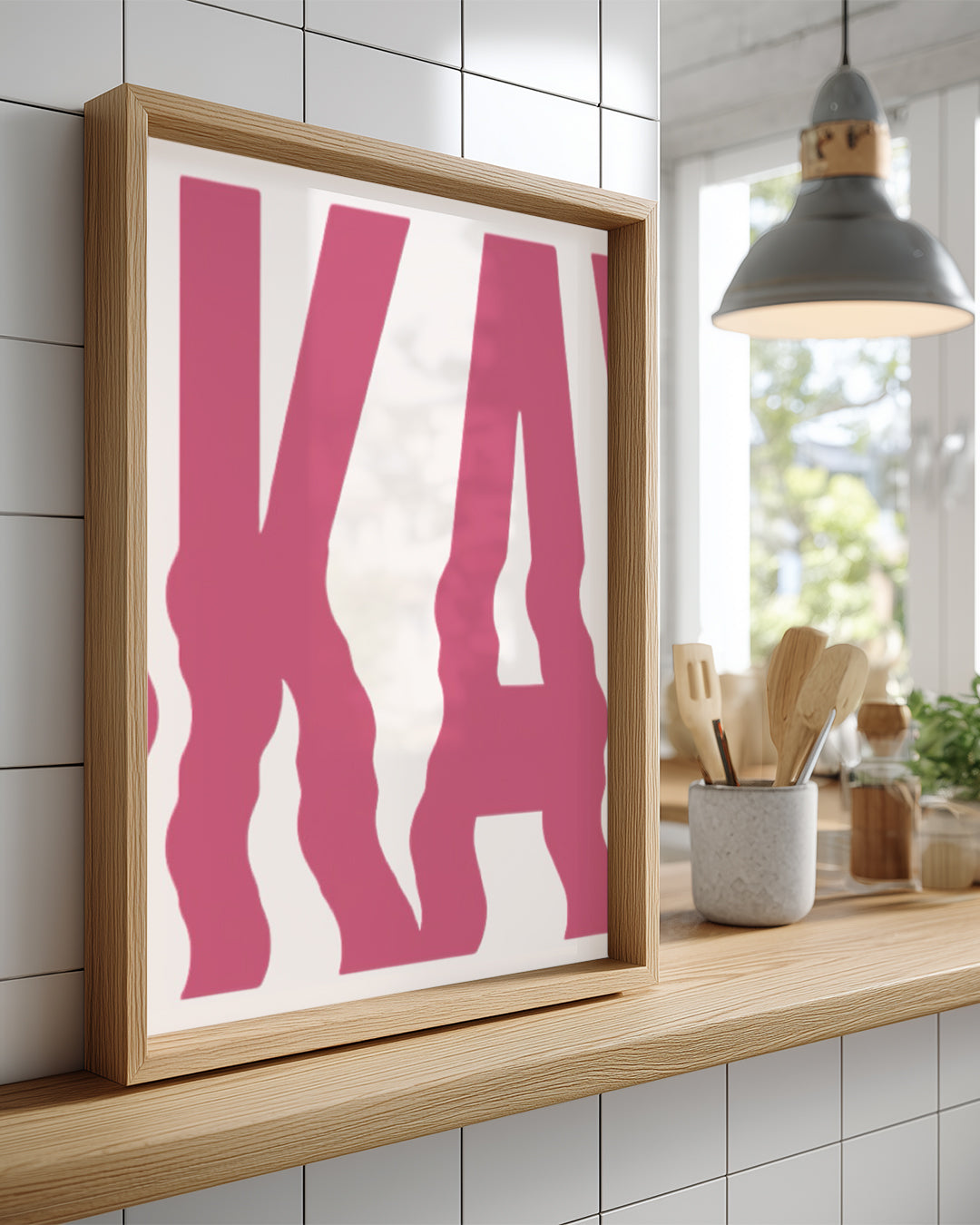 Pembe Yazı Tasarımı - Eğlenceli Harf Düzeni Poster Tablosu