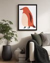 Penguen - Kırmızı Tüy Deseni Poster Tablosu