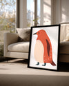 Penguen - Kırmızı Tüy Deseni Poster Tablosu