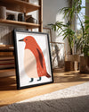 Penguen - Kırmızı Tüy Deseni Poster Tablosu