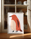 Penguen - Kırmızı Tüy Deseni Poster Tablosu