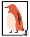 Penguen - Kırmızı Tüy Deseni Poster Tablosu
