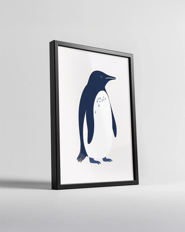 Penguen - Siyah Beyaz Tüy Deseni Poster Tablosu