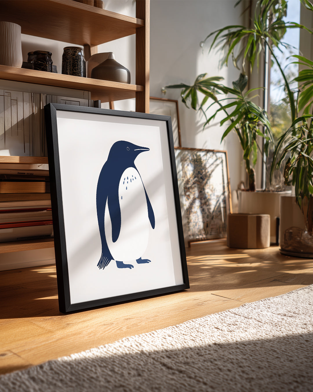 Penguen - Siyah Beyaz Tüy Deseni Poster Tablosu