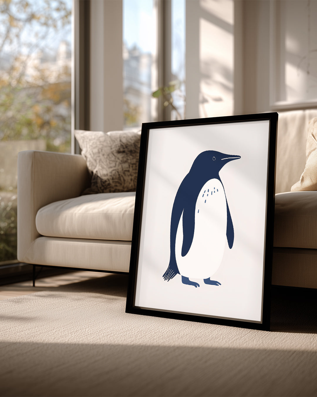 Penguen - Siyah Beyaz Tüy Deseni Poster Tablosu