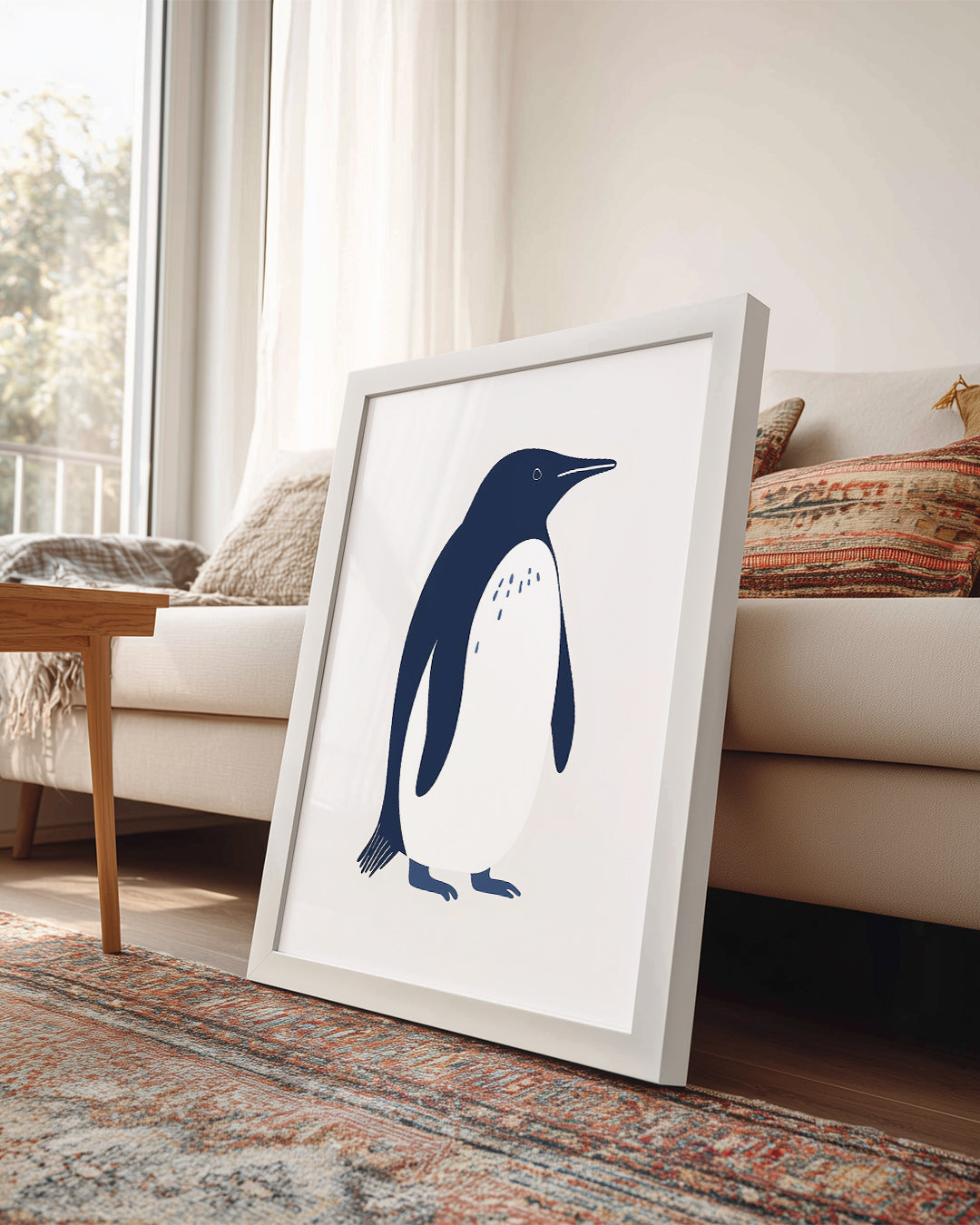 Penguen - Siyah Beyaz Tüy Deseni Poster Tablosu