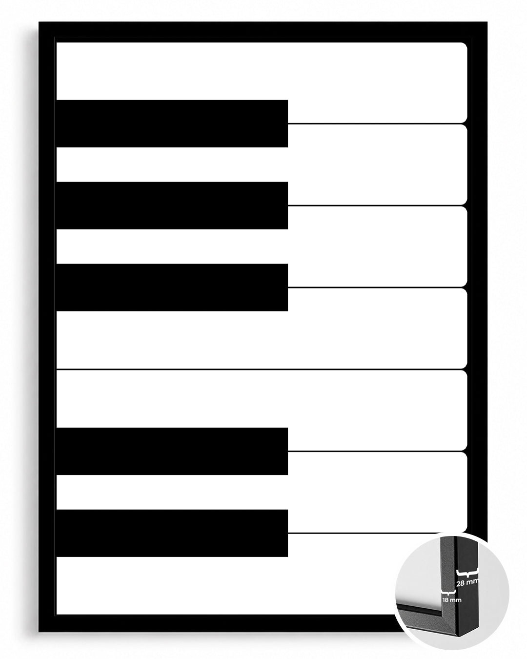 Piyano Tuşları - Minimalist Siyah Beyaz Poster Tablosu