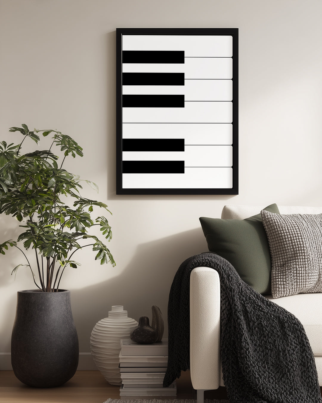Piyano Tuşları - Minimalist Siyah Beyaz Poster Tablosu