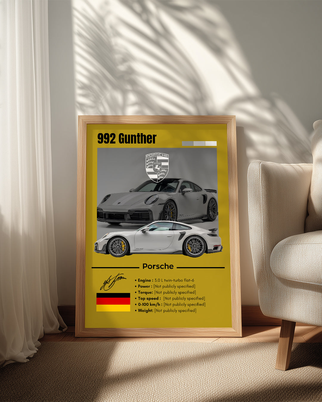 Porsche 992 Gunther Poster Tablosu