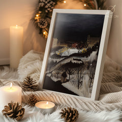 Reading Snowman Art Poster Tablosu