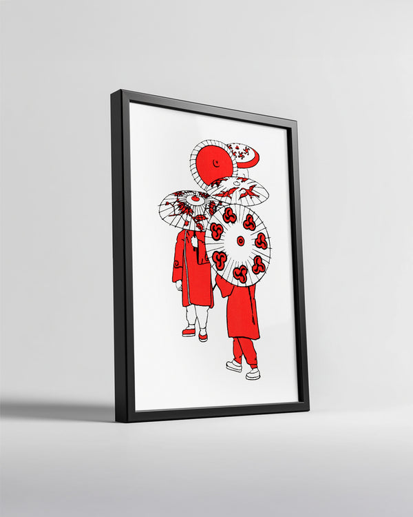Red Umbrellas Poster Tablosu