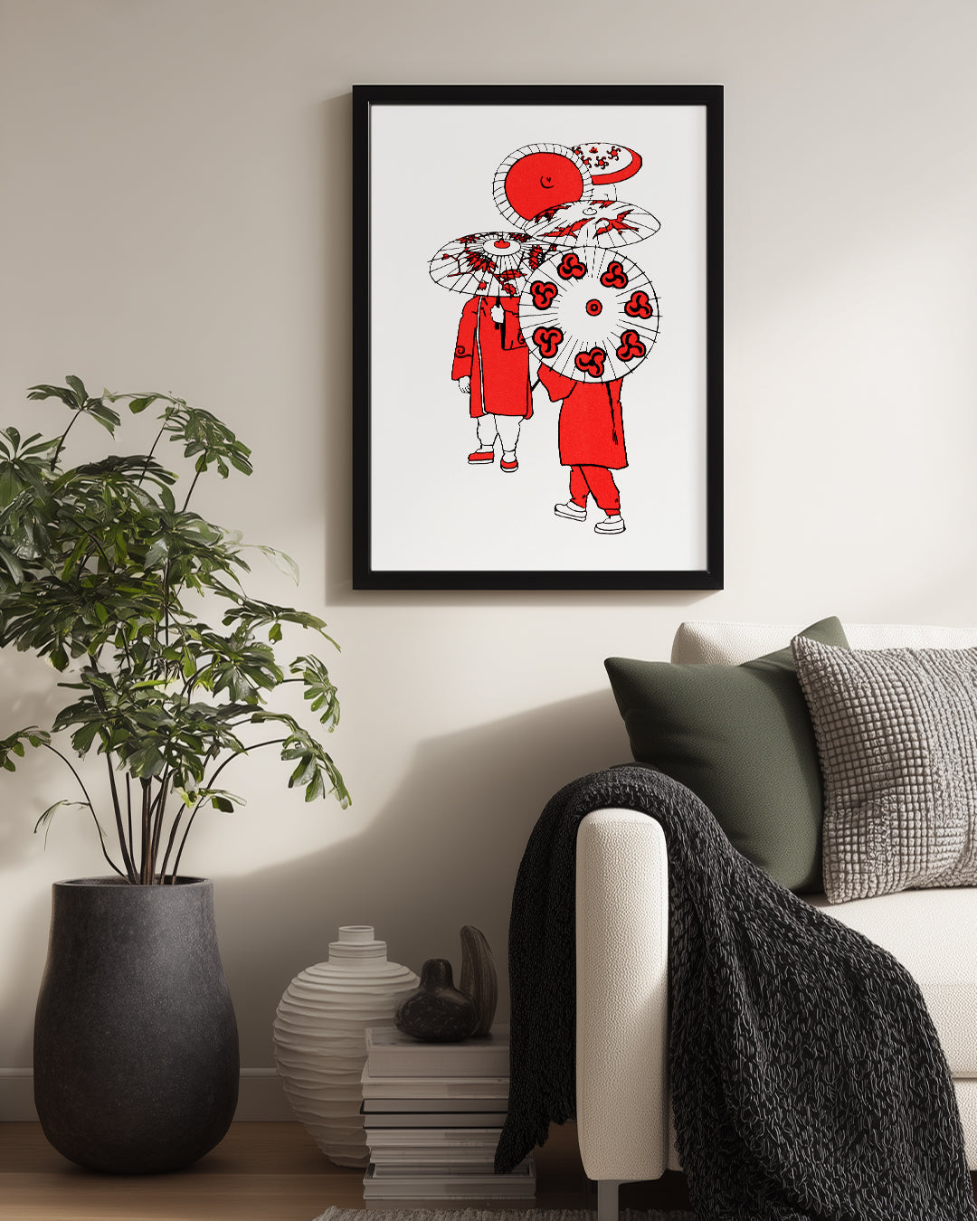Red Umbrellas Poster Tablosu
