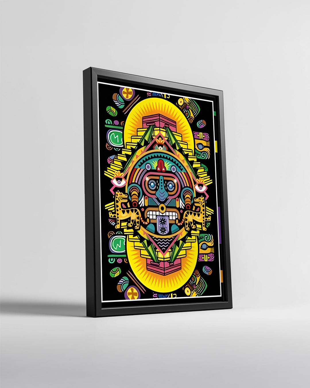 Renkli Aztek Tasarımı - Şekillerle Zenginleştirilmiş Sanat Eseri Poster Tablosu